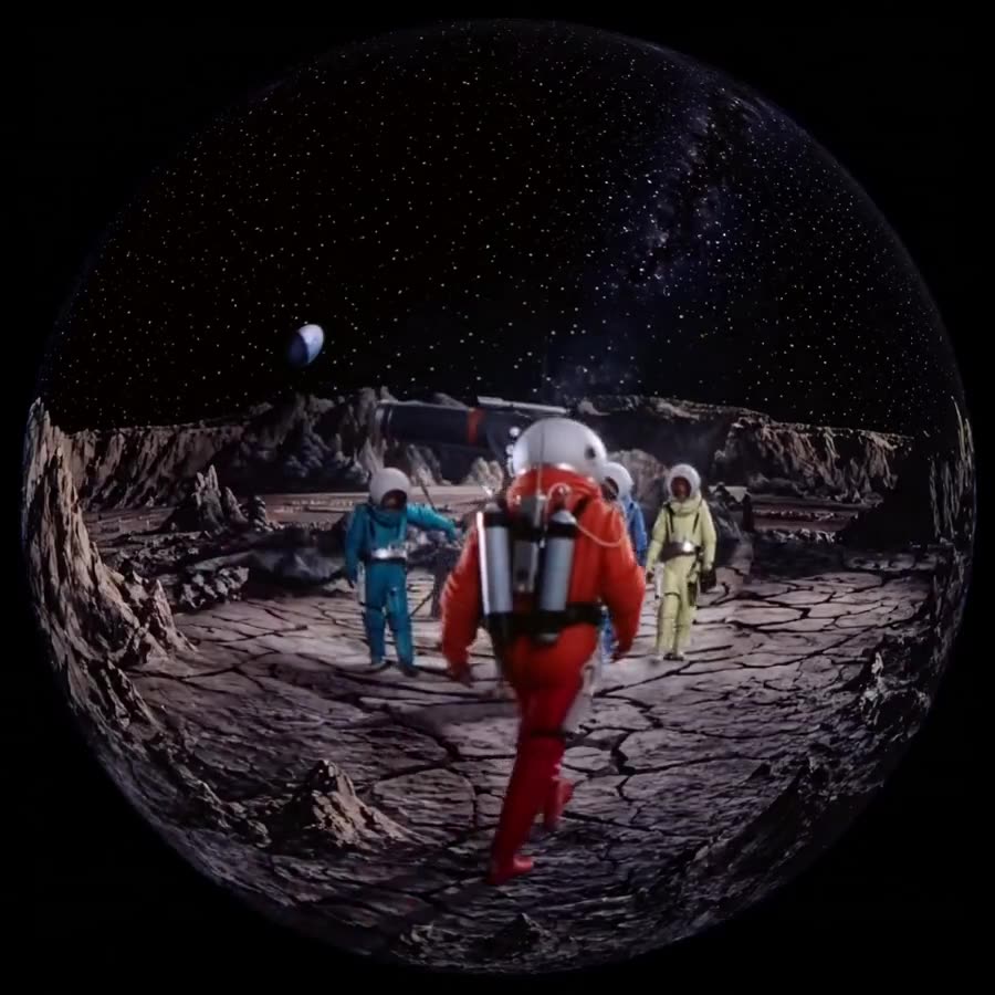 Destination Moon (1950) — 4:3 source reframed by Outpaint as a 180-degree fisheye dome